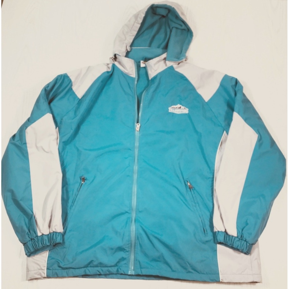 Yellowstone Fleece Lined Hooded Jacket Men XXL Blue White Zip Pockets Winter Ski